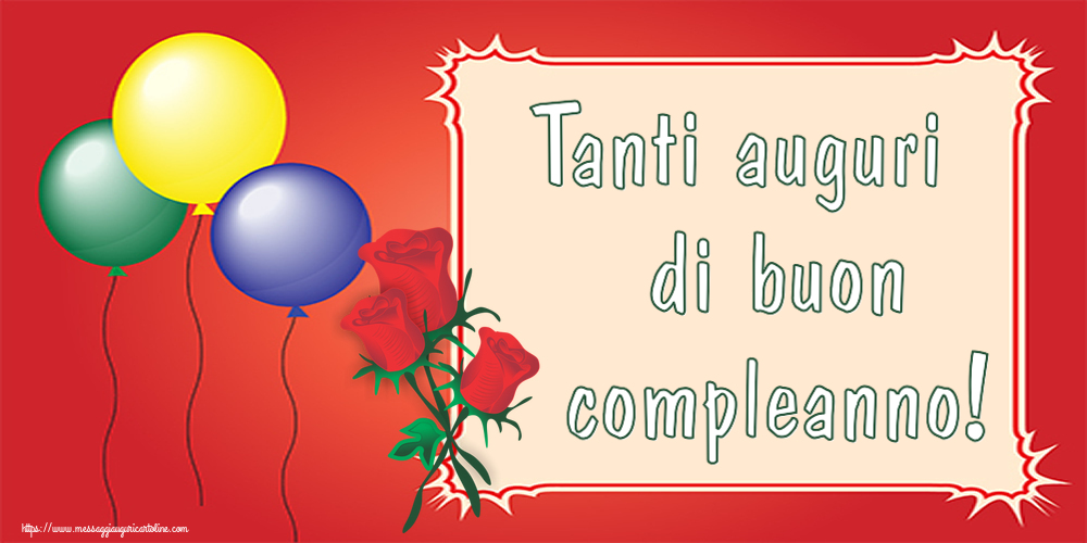 Cartoline di auguri - Tanti auguri di buon compleanno! ~ tre rose rosse disegnate - messaggiauguricartoline.com