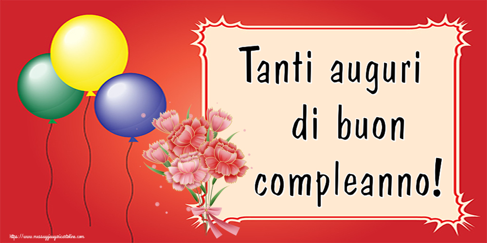 Auguri Tanti auguri di buon compleanno! ~ Bouquet di garofani - Clipart