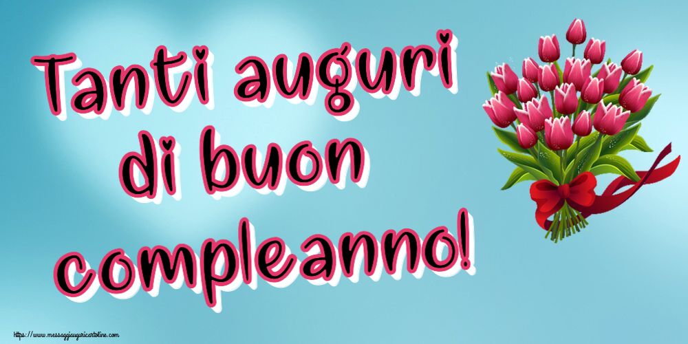 Tanti auguri di buon compleanno! ~ bouquet di tulipani - Clipart