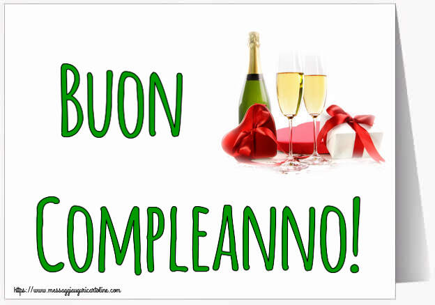 Cartoline di auguri - Buon Compleanno! ~ champagne e regali - messaggiauguricartoline.com