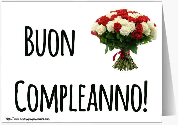 Buon Compleanno! ~ bouquet di rose rosse e bianche