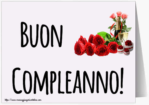 Buon Compleanno! ~ composizione con champagne e rose
