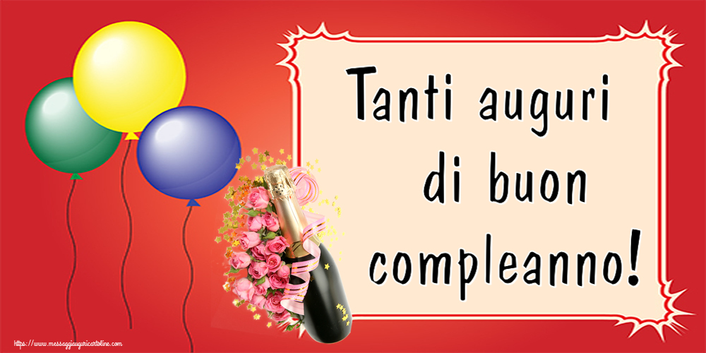 Tanti auguri di buon compleanno! ~ composizione con champagne e fiori