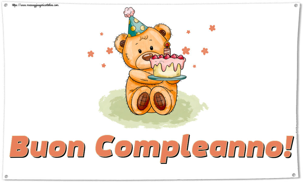 Bambini Buon Compleanno! ~ un orsacchiotto con la torta