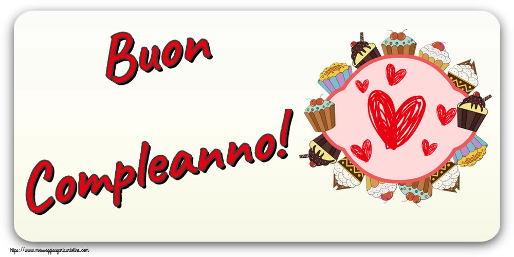 Cartoline per bambini - Buon Compleanno! ~ cuori e biscotti - messaggiauguricartoline.com