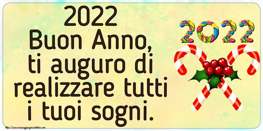 Cartoline di Buon Anno - 2022 Buon Anno, ti auguro di realizzare tutti i tuoi sogni.