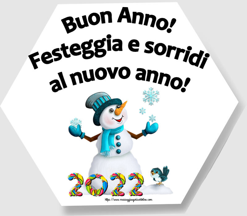 Cartoline di Buon Anno - Buon Anno! Festeggia e sorridi al nuovo anno!