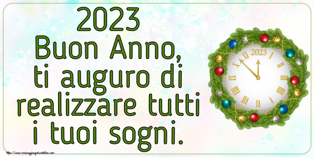 Buon Anno 2023 Buon Anno, ti auguro di realizzare tutti i tuoi sogni. ~ orologio a globo