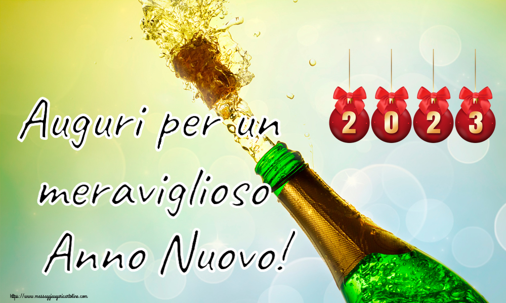 Cartoline di Buon Anno - Auguri per un meraviglioso Anno Nuovo! ~ palline rosse con fiocchi - messaggiauguricartoline.com