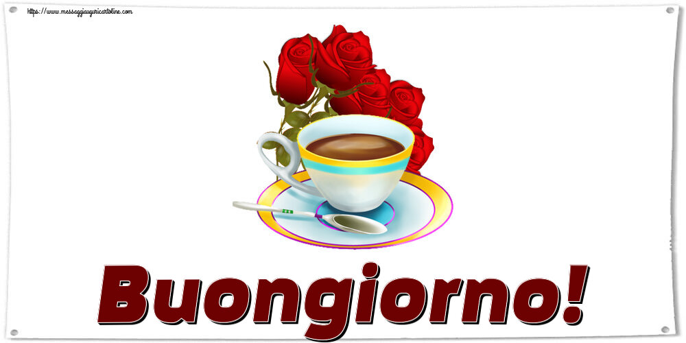 Buongiorno! ~ caffè e bouquet di rose