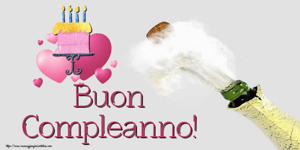 Cartoline di compleanno - Buon Compleanno! ~ torta con cuori rosa - messaggiauguricartoline.com