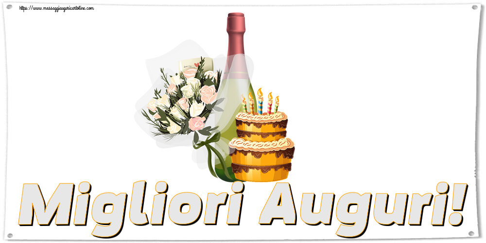 Compleanno Migliori Auguri! ~ torta, champagne e fiori