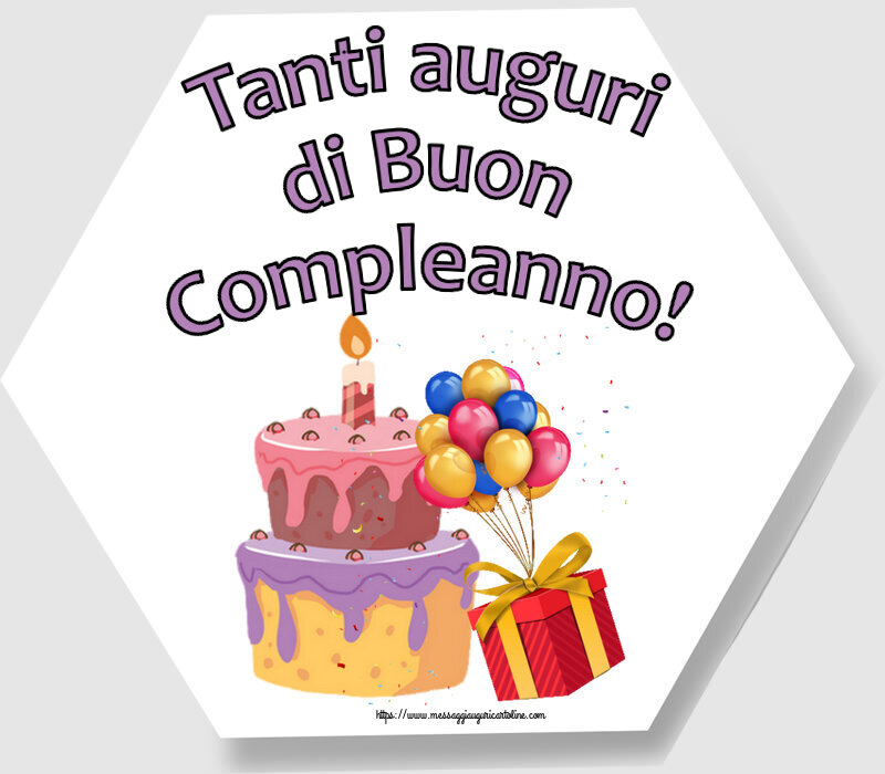 Tanti auguri di Buon Compleanno! ~ torta, palloncini e coriandoli