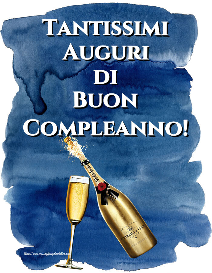 Compleanno Tantissimi Auguri di Buon Compleanno! ~ champagne al bicchiere