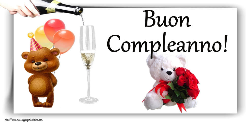 Compleanno Buon Compleanno! ~ orsacchiotto bianco con rose rosse