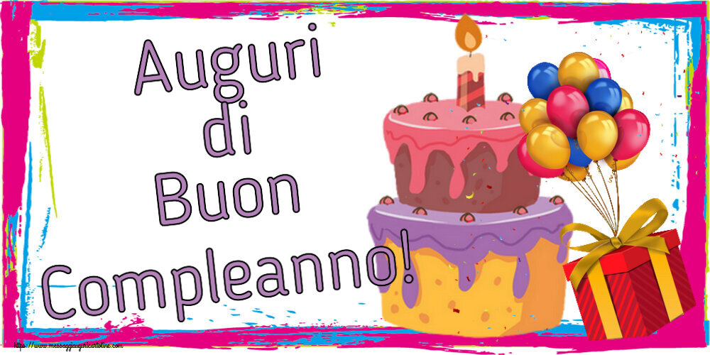 Compleanno Auguri di Buon Compleanno! ~ torta, palloncini e coriandoli