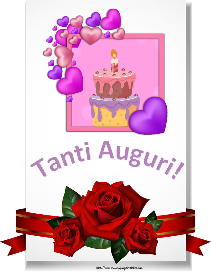 Compleanno Tanti Auguri! ~ torta con cuori viola