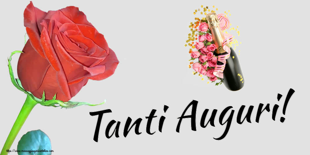 Compleanno Tanti Auguri! ~ composizione con champagne e fiori