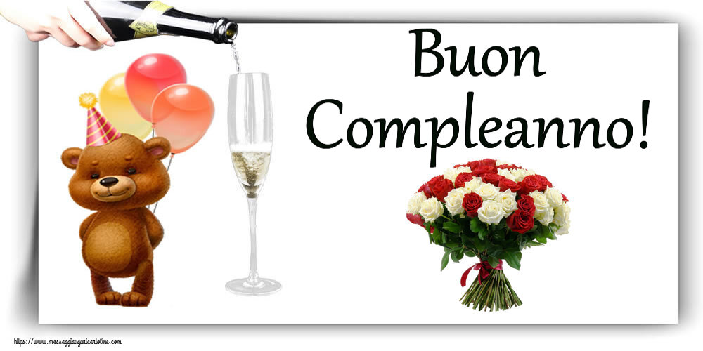 Compleanno Buon Compleanno! ~ bouquet di rose rosse e bianche