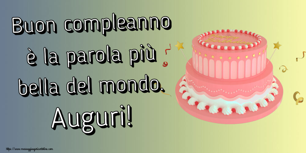 Buon compleanno è la parola più bella del mondo. Auguri! ~ Torta rosa con Happy Birthday