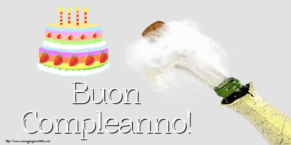 Cartoline di compleanno - 🎂 Buon Compleanno! ~ torta alle fragole - messaggiauguricartoline.com