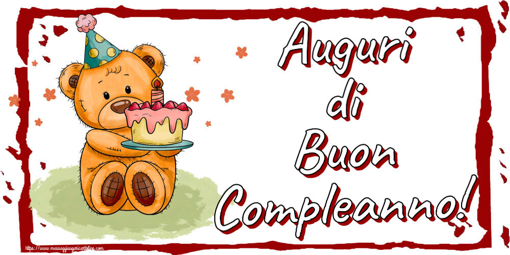 Auguri di Buon Compleanno! ~ un orsacchiotto con la torta
