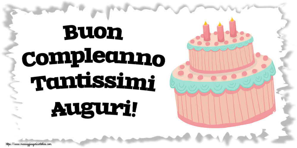 Cartoline di compleanno - Buon Compleanno Tantissimi Auguri! ~ torta rosa - messaggiauguricartoline.com