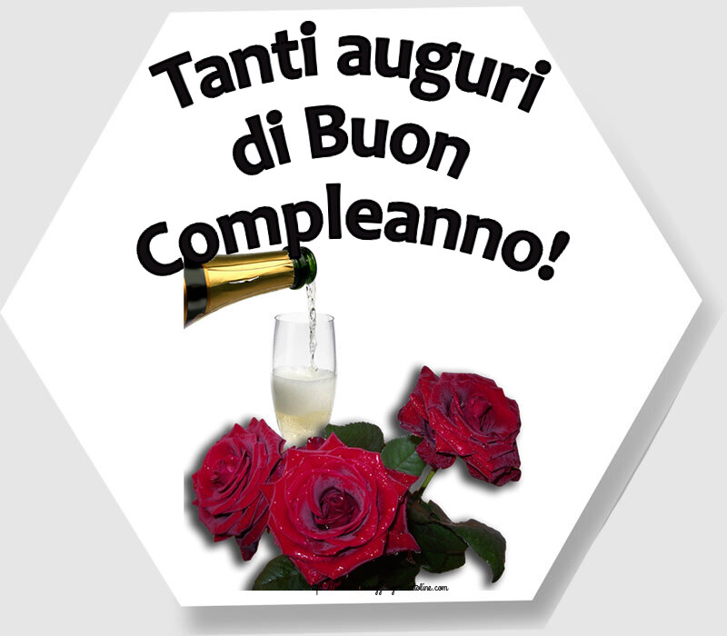 Tanti auguri di Buon Compleanno! ~ tre rose e champagne