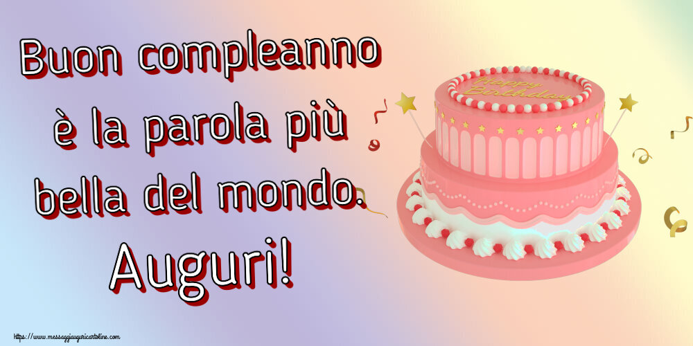 Compleanno Buon compleanno è la parola più bella del mondo. Auguri! ~ Torta rosa con Happy Birthday
