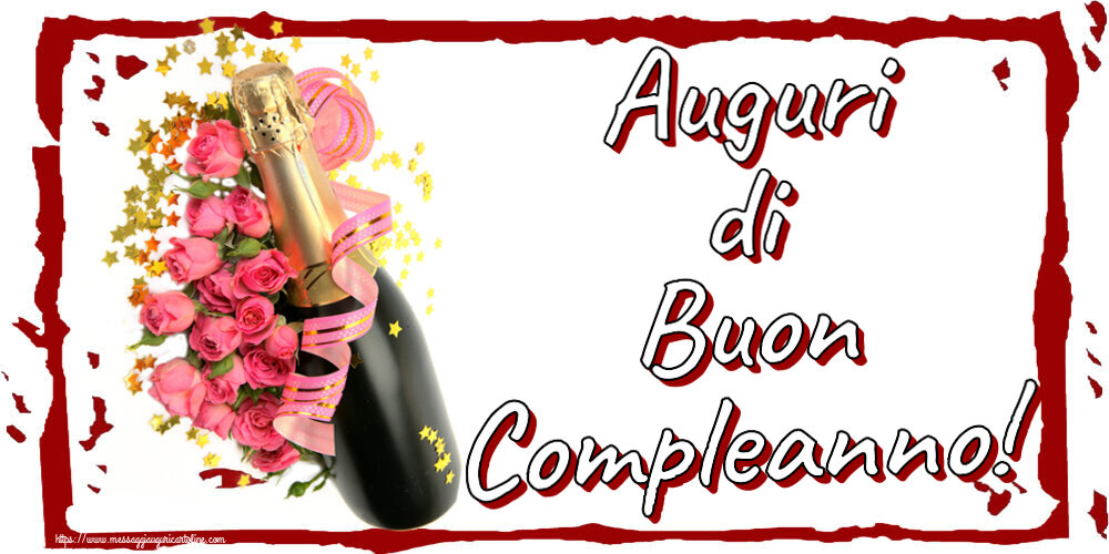 Compleanno Auguri di Buon Compleanno! ~ composizione con champagne e fiori