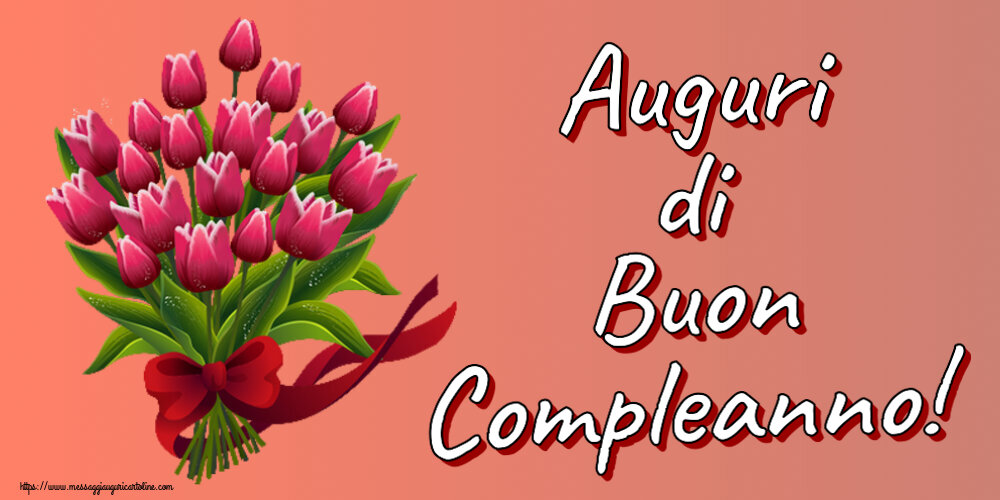 Cartoline di compleanno - Auguri di Buon Compleanno! ~ bouquet di tulipani - Clipart - messaggiauguricartoline.com