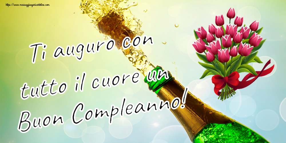 Compleanno Ti auguro con tutto il cuore un Buon Compleanno! ~ bouquet di tulipani - Clipart