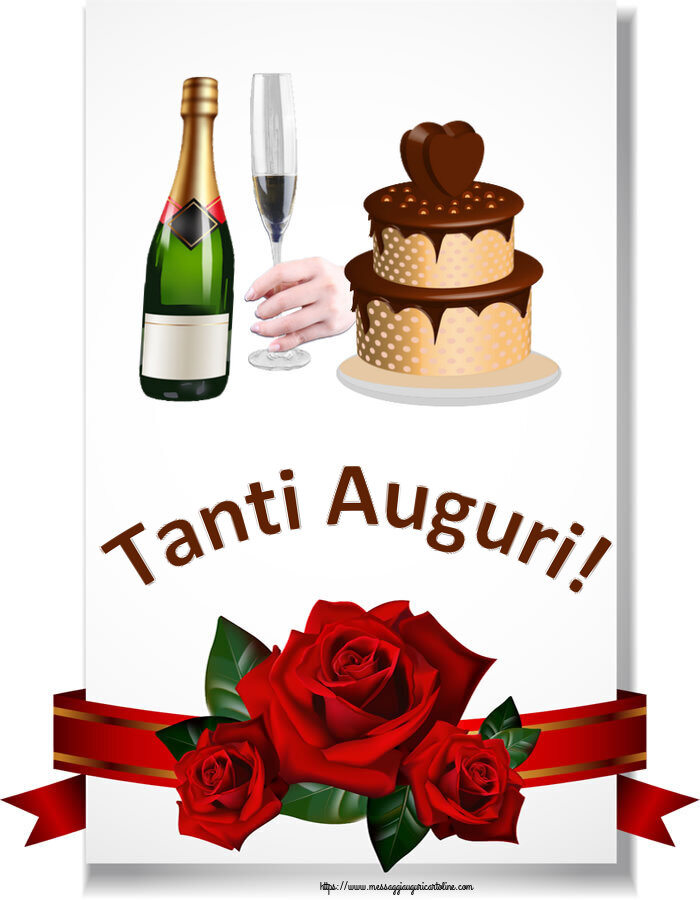 Compleanno Tanti Auguri! ~ torta con cuore e champagne