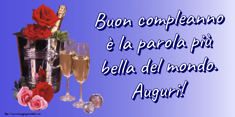 Buon compleanno è la parola più bella del mondo. Auguri! ~ champagne e rose