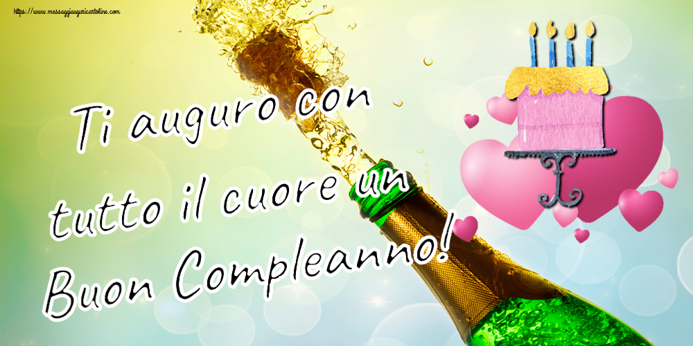Ti auguro con tutto il cuore un Buon Compleanno! ~ torta con cuori rosa