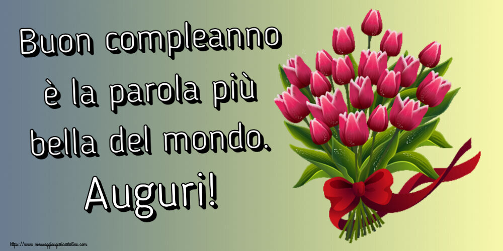 Compleanno Buon compleanno è la parola più bella del mondo. Auguri! ~ bouquet di tulipani - Clipart