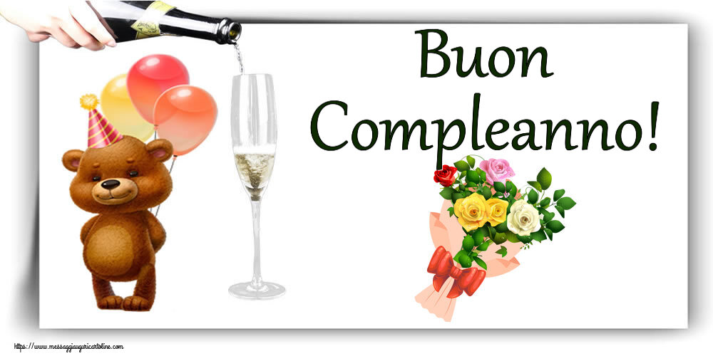 Buon Compleanno! ~ bouquet di rose multicolori