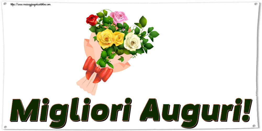 Cartoline di compleanno - Migliori Auguri! ~ bouquet di rose multicolori - messaggiauguricartoline.com
