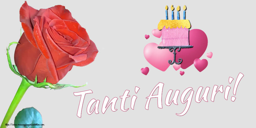 Scarica la Cartolina - Cartoline di compleanno - Tanti Auguri! ~ torta con cuori rosa - messaggiauguricartoline.com
