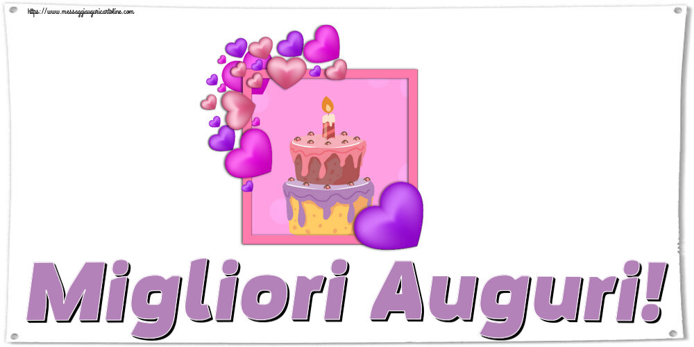Compleanno Migliori Auguri! ~ torta con cuori viola