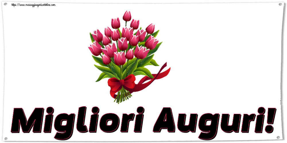 Cartoline di compleanno - Migliori Auguri! ~ bouquet di tulipani - Clipart - messaggiauguricartoline.com