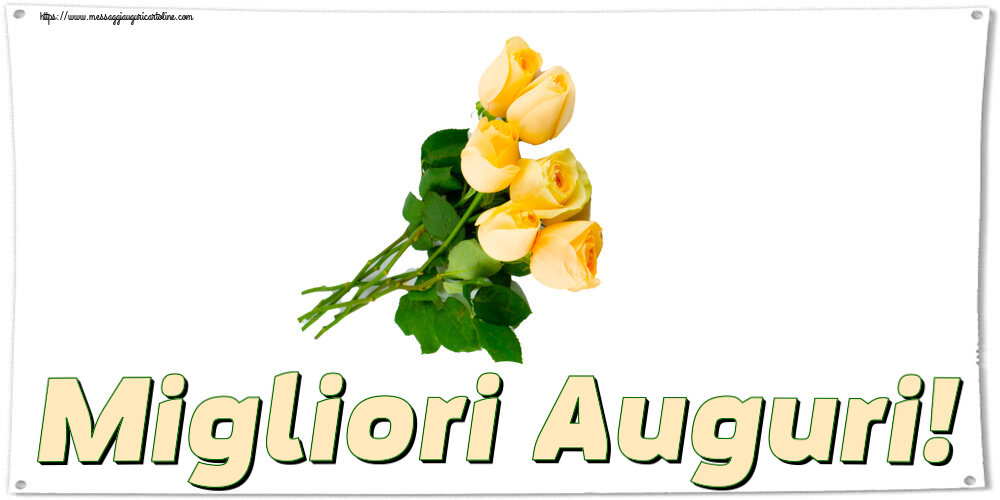Compleanno Migliori Auguri! ~ sette rose gialle
