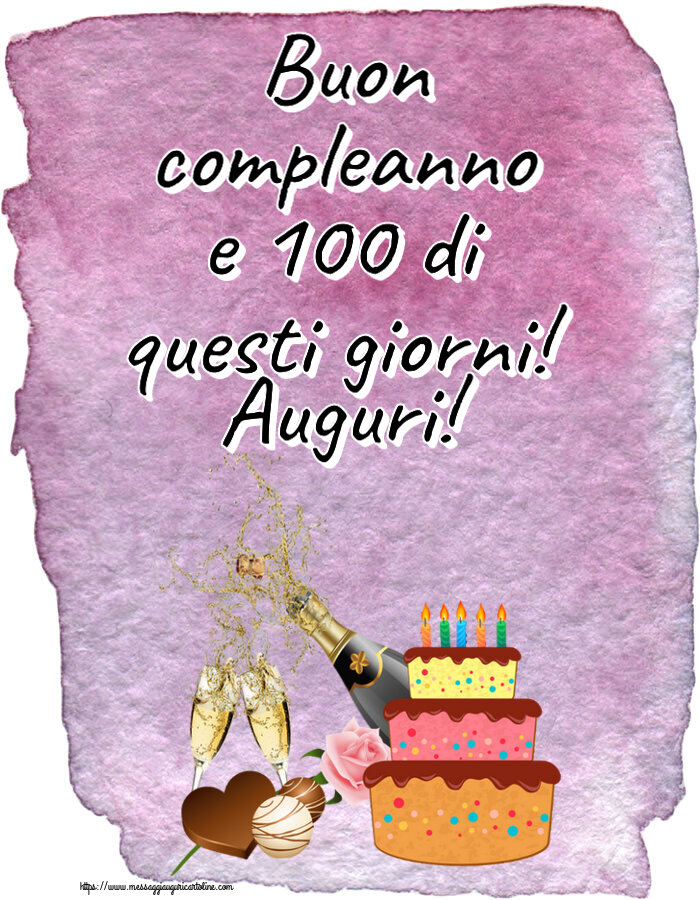 Compleanno Buon compleanno e 100 di questi giorni! Auguri! ~ champagne e torta con candeline