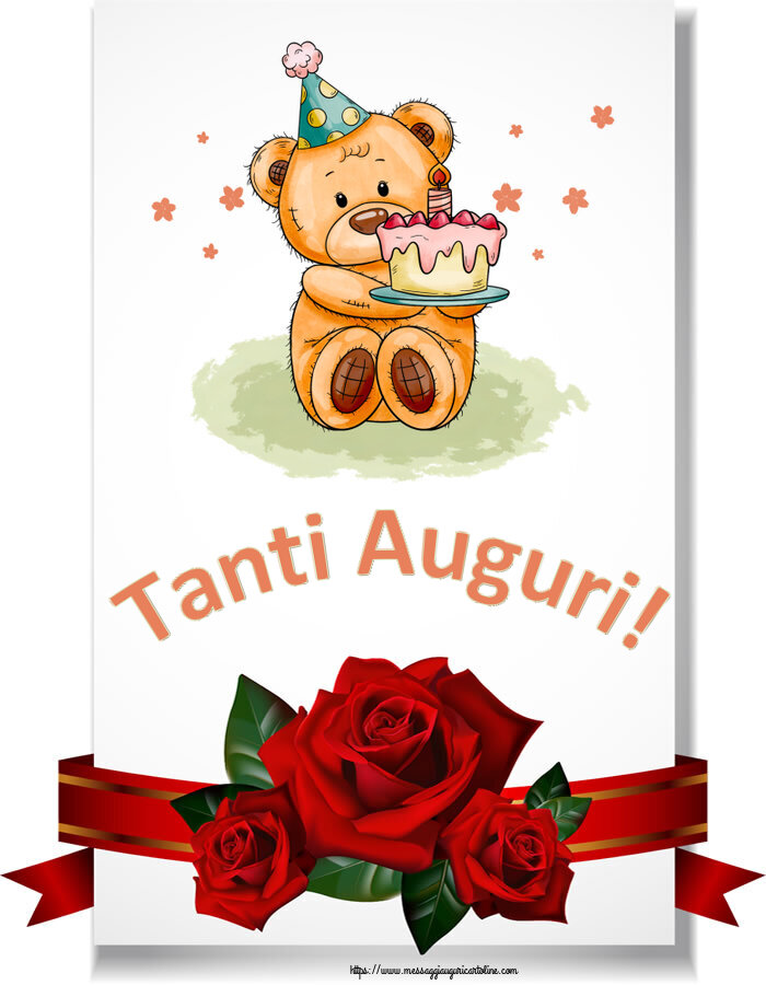 Compleanno Tanti Auguri! ~ un orsacchiotto con la torta