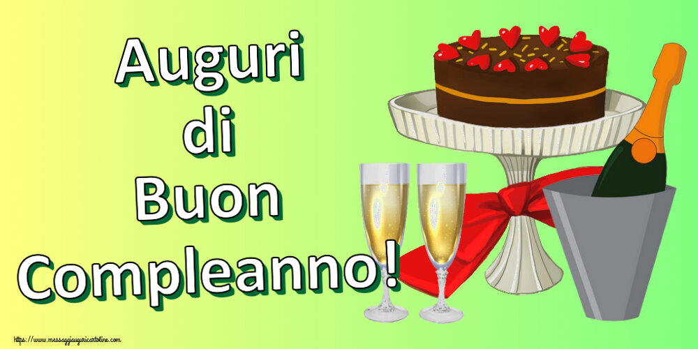 Compleanno Auguri di Buon Compleanno! ~ torta, champagne con bicchieri