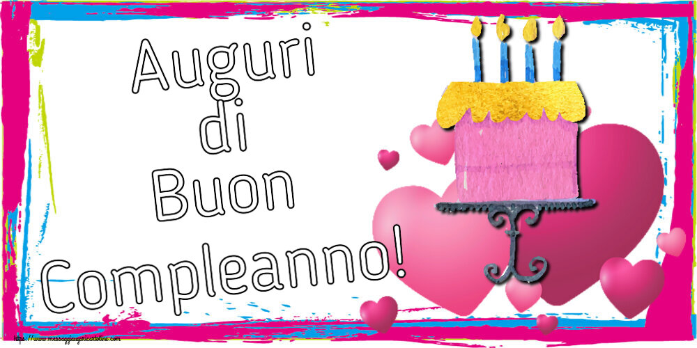 Auguri di Buon Compleanno! ~ torta con cuori rosa