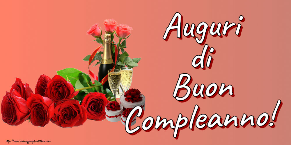 Auguri di Buon Compleanno! ~ composizione con champagne e rose