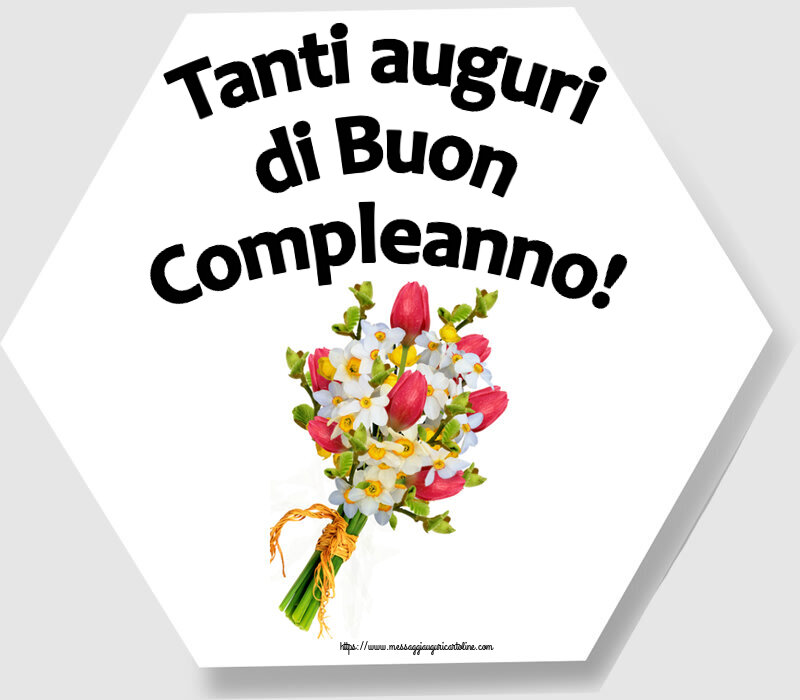 Cartoline di compleanno - Tanti auguri di Buon Compleanno! ~ bouquet di tulipani - messaggiauguricartoline.com