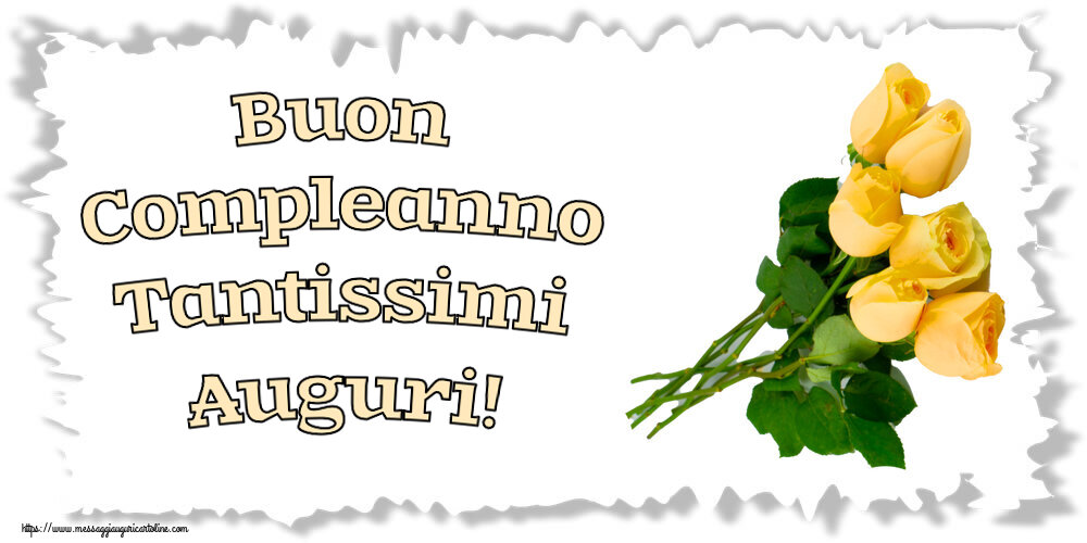 Cartoline di compleanno - Buon Compleanno Tantissimi Auguri! ~ sette rose gialle - messaggiauguricartoline.com