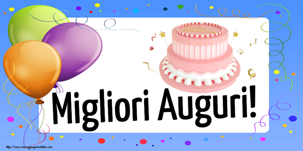 Cartoline di compleanno - Migliori Auguri! ~ Torta rosa con Happy Birthday - messaggiauguricartoline.com